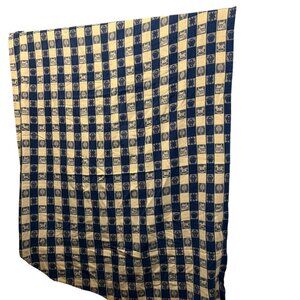 blue white plaid country print rocking horse house basket tree table cloth squar